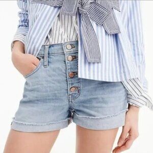 J. Crew High Rise Denim Button Light Denim Shorts - Size 29